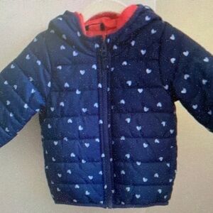 Kids Navy Blue Heart Print Jacket